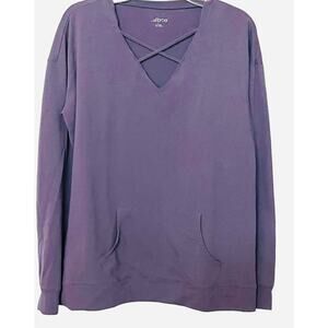 BCG LONG SLEEVE V-NECK SWEATSHIRT, WOMENS, L, HAND WARMERS, THUMBHOLES, STRETCH